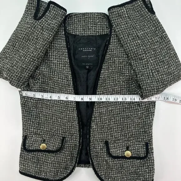 Sanctuary Los Angeles Black & White Tweed Cardigan Blazer Women’s XS - Picture 8 of 9